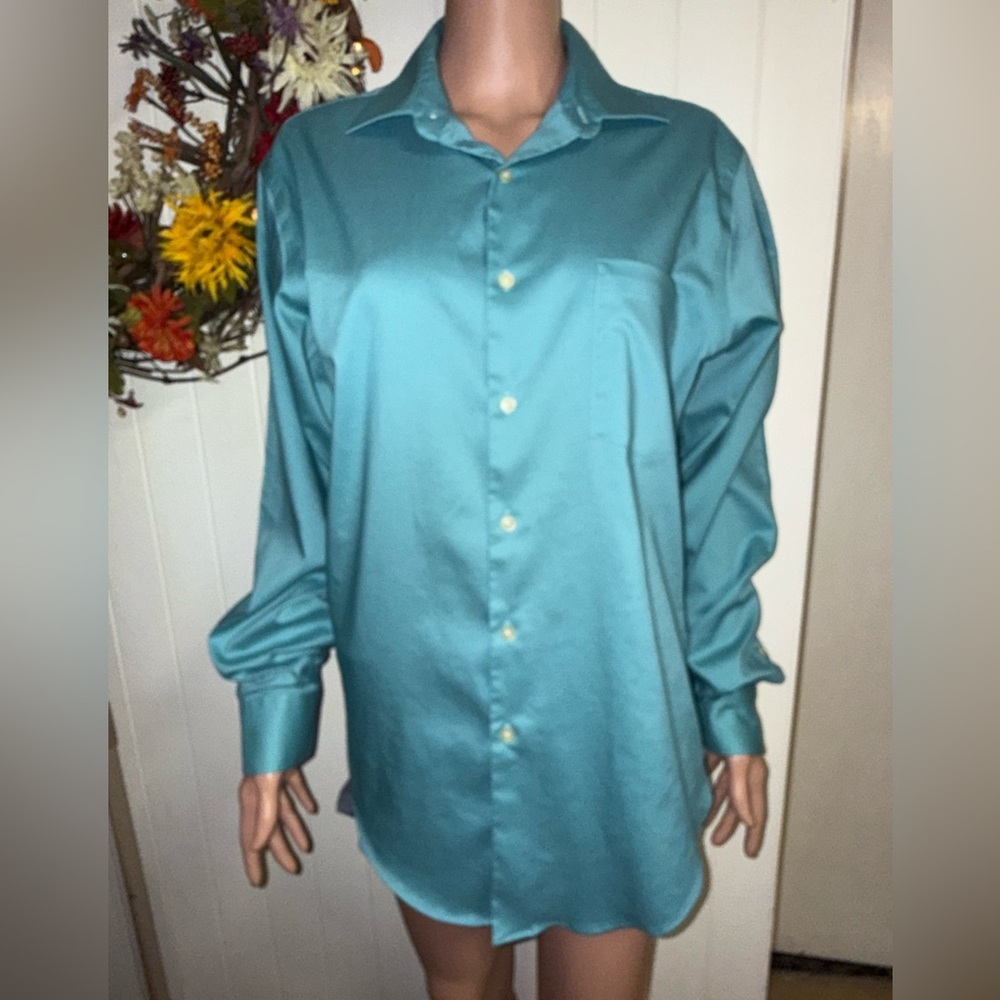 Arrow USA Fitted Teal Dress Shirt 15.5 34/35 Men’s Medium Button Down